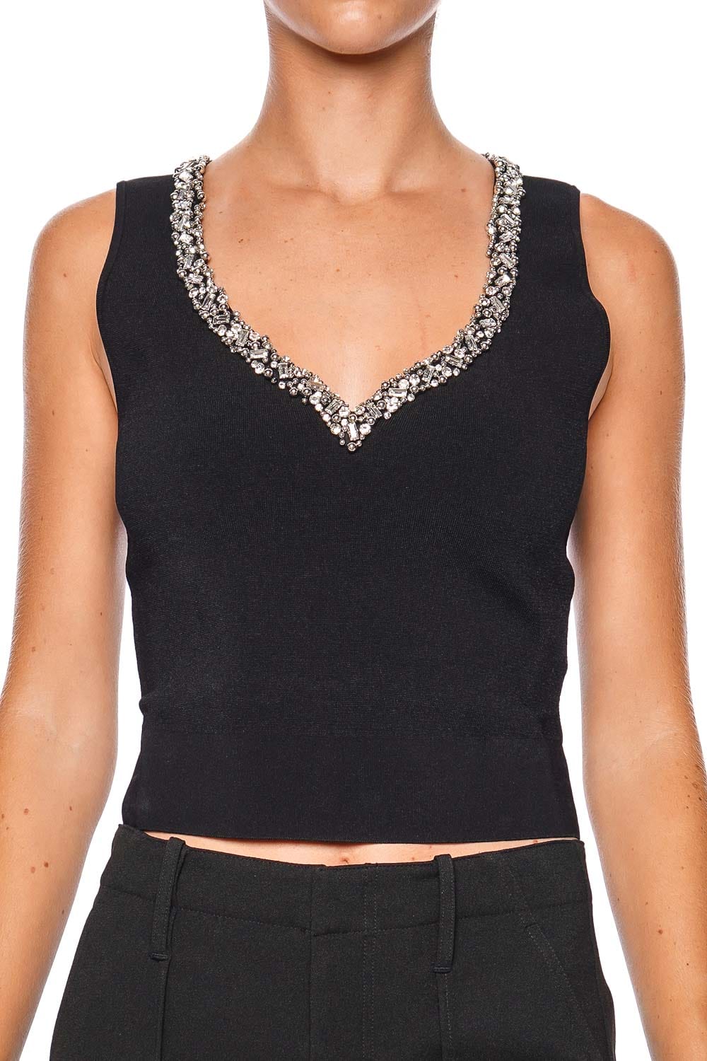 SIMKHAI Marceline Black Crystal Embellished Tank