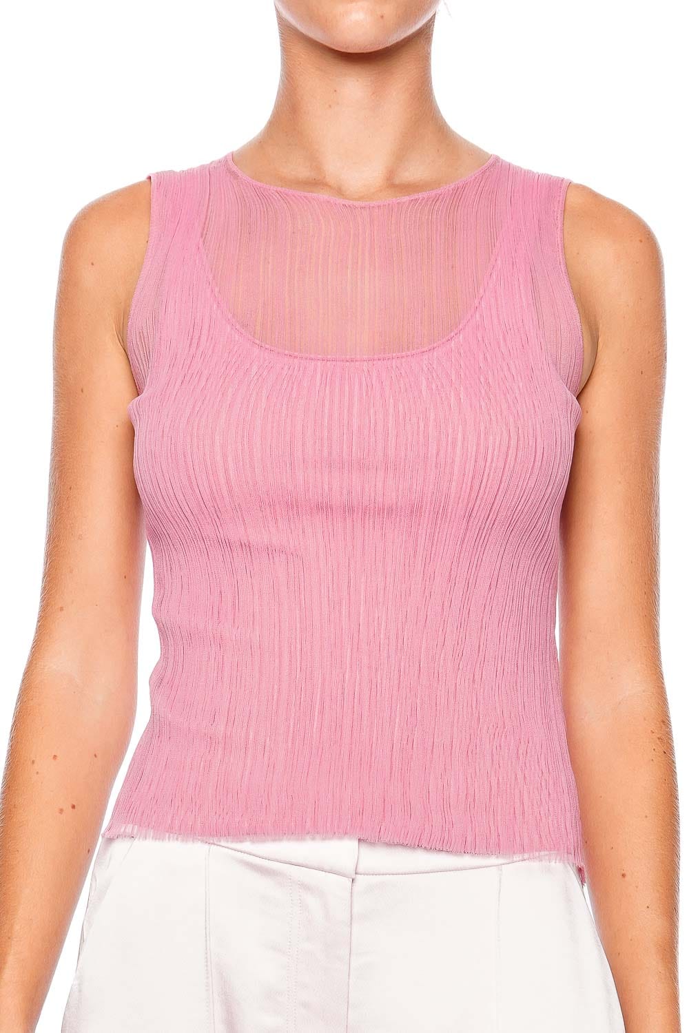 SIMKHAI Oakley Candy Pink Pleated Tank