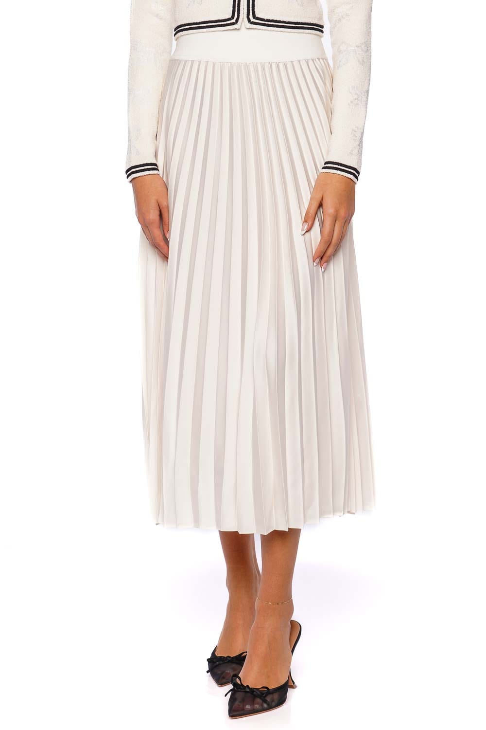 SIMKHAI Valor Ivory Pleated Midi Skirt