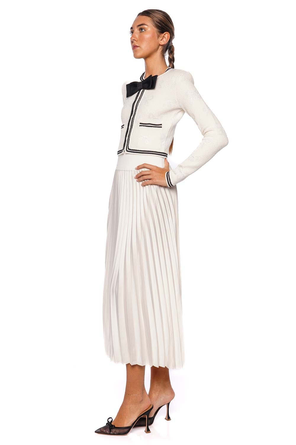 SIMKHAI Valor Ivory Pleated Midi Skirt