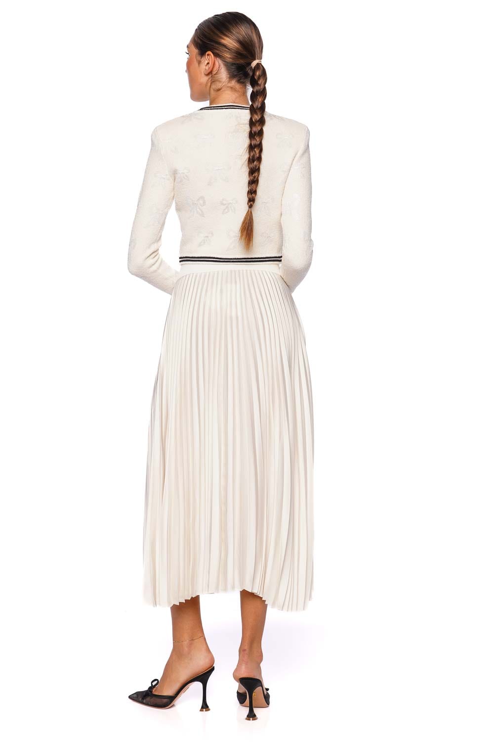 SIMKHAI Valor Ivory Pleated Midi Skirt