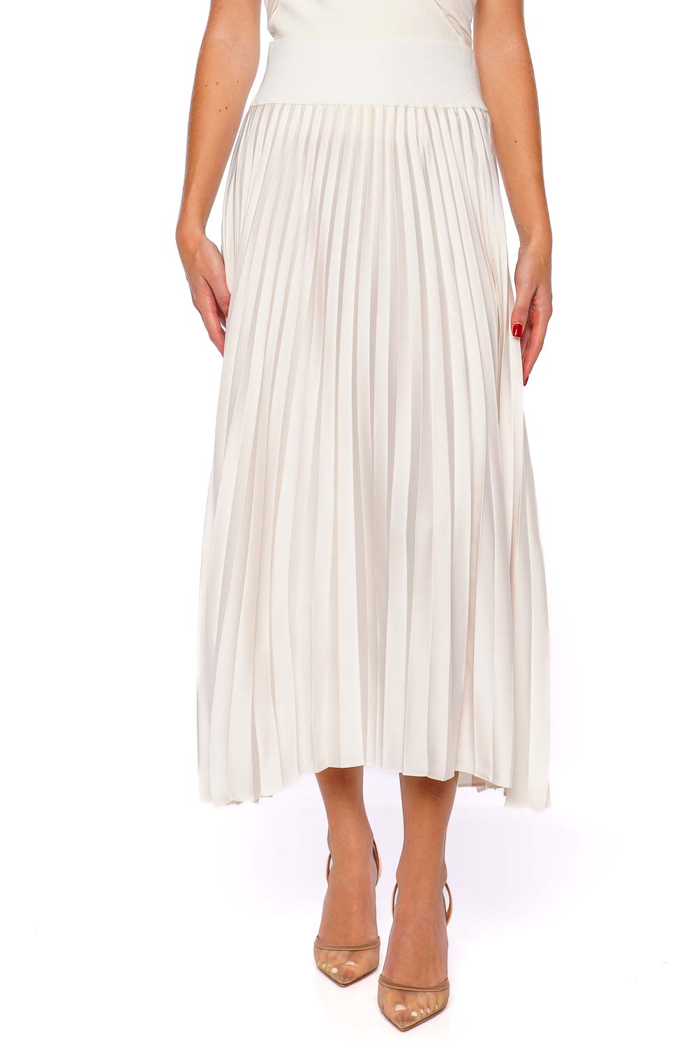 SIMKHAI Valor Ivory Pleated Midi Skirt