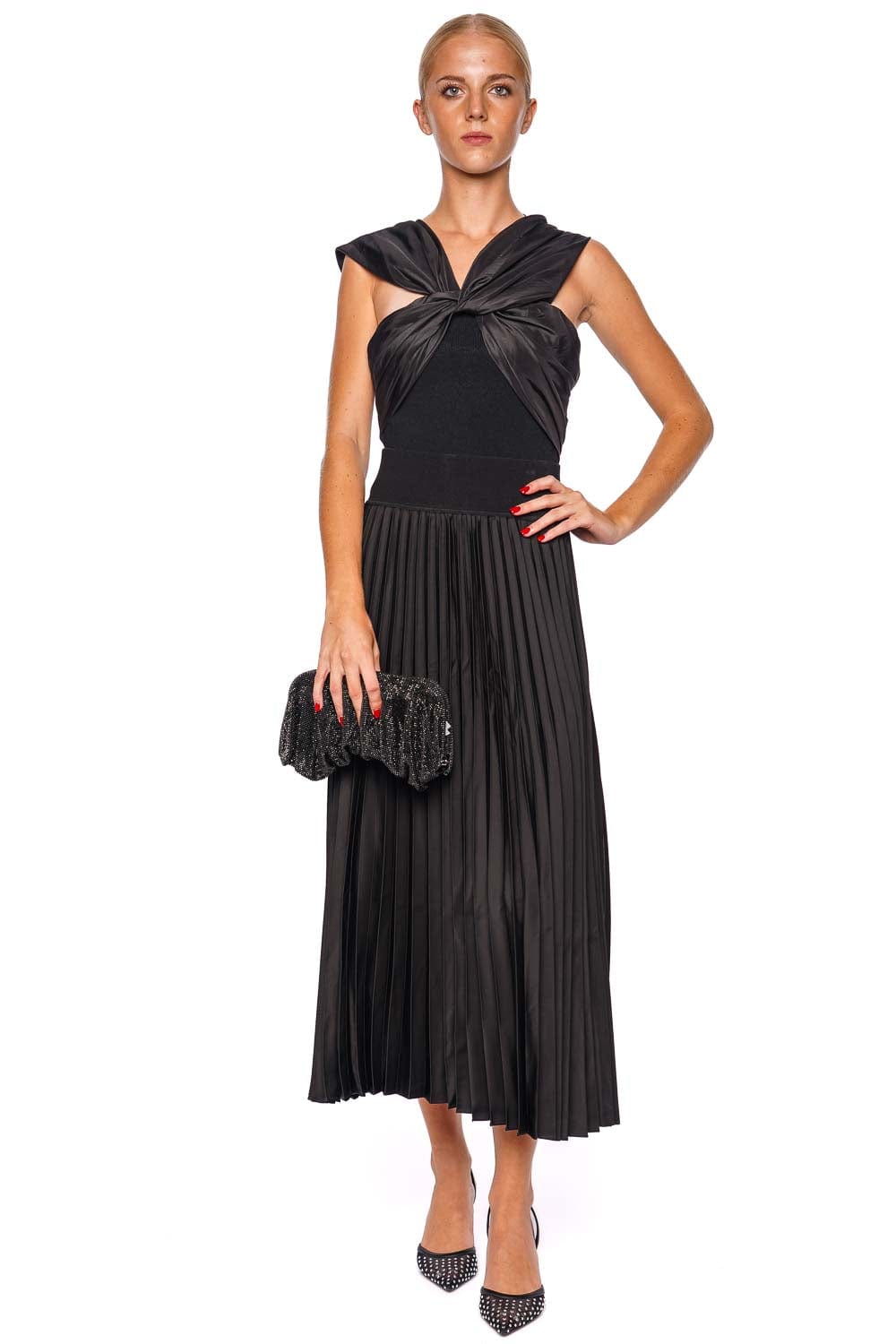 SIMKHAI Valor Black Pleated Midi Skirt