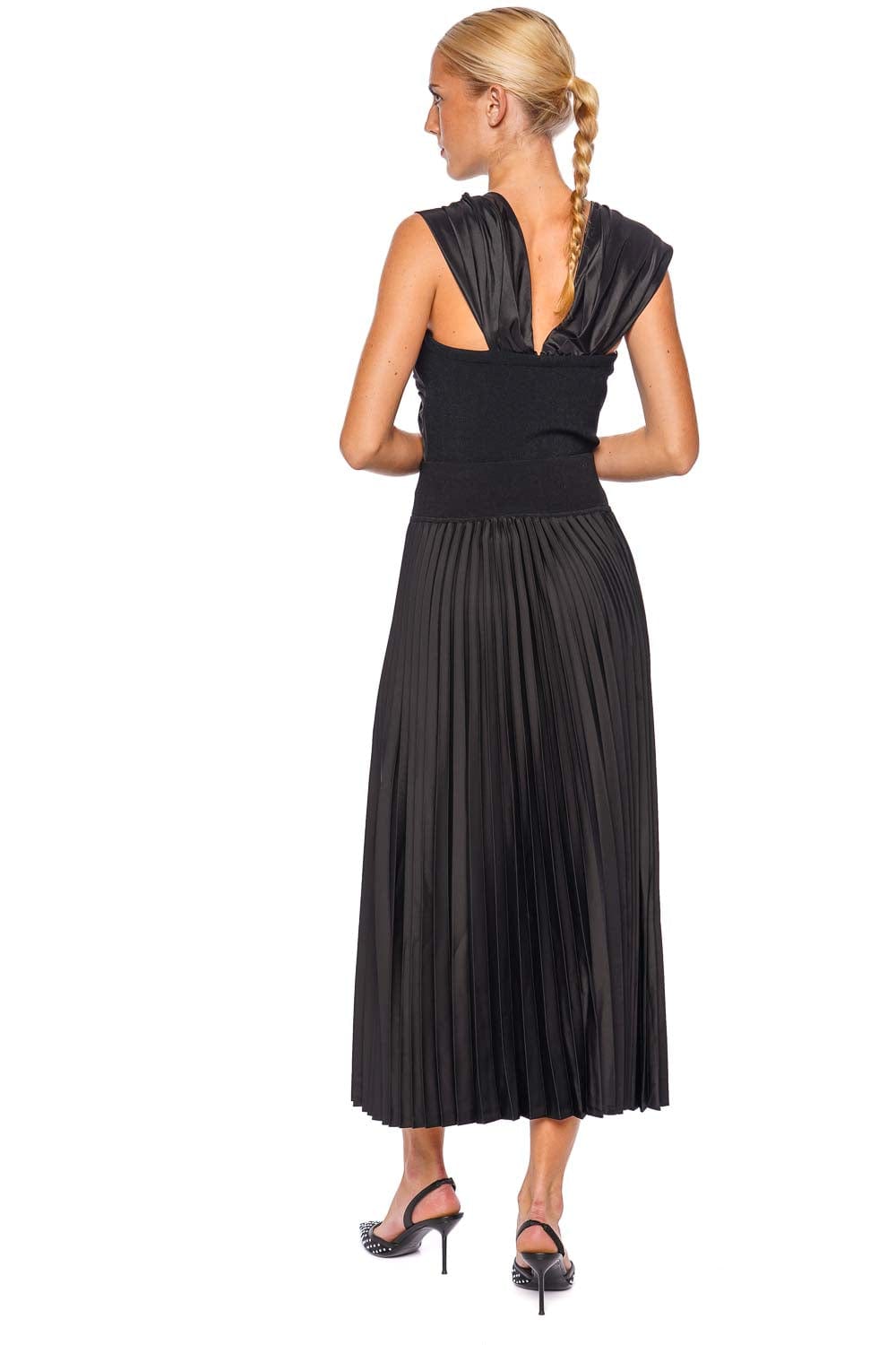 SIMKHAI Valor Black Pleated Midi Skirt