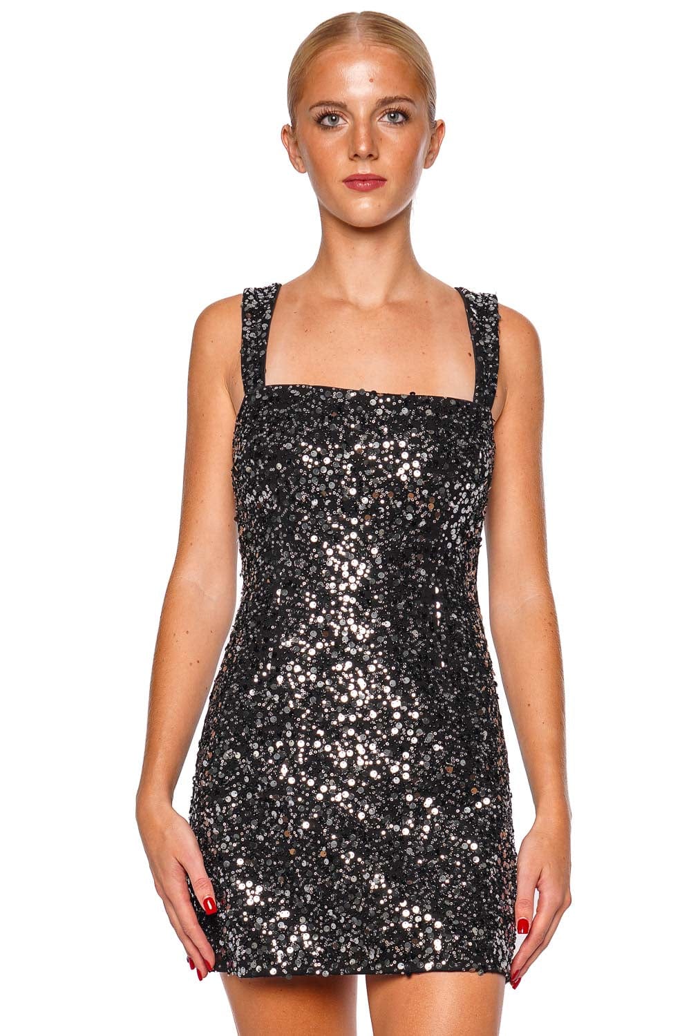 SIMKHAI Benson Black Sequined Mini Dress