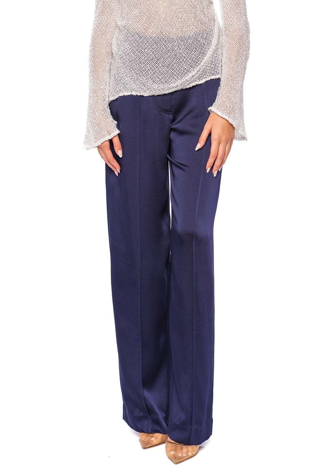 SIMKHAI Kyra Midnight Satin Wide Leg Pant