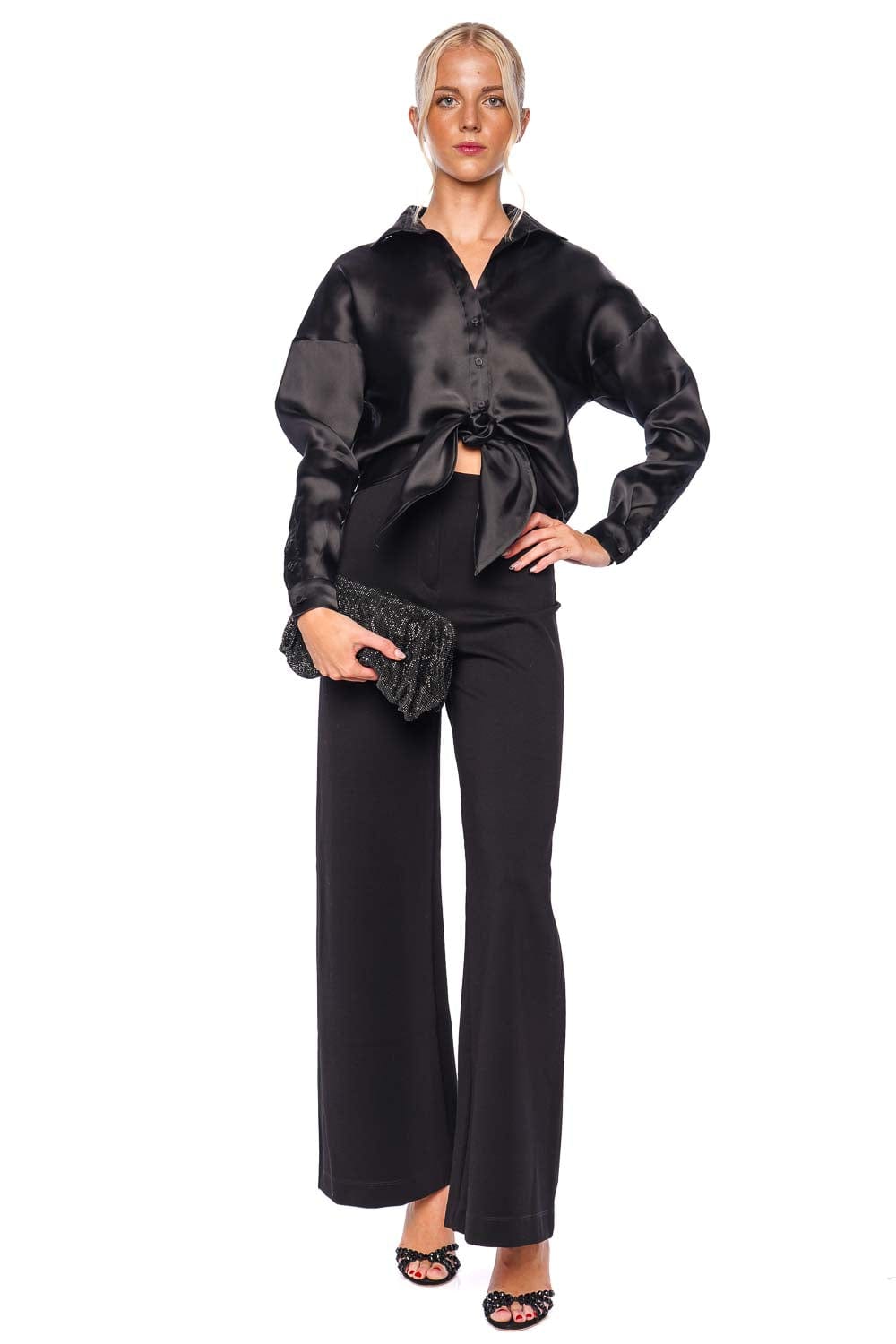 Andres Otalora No Olvidas Black Tie Front Silk Organza Blouse