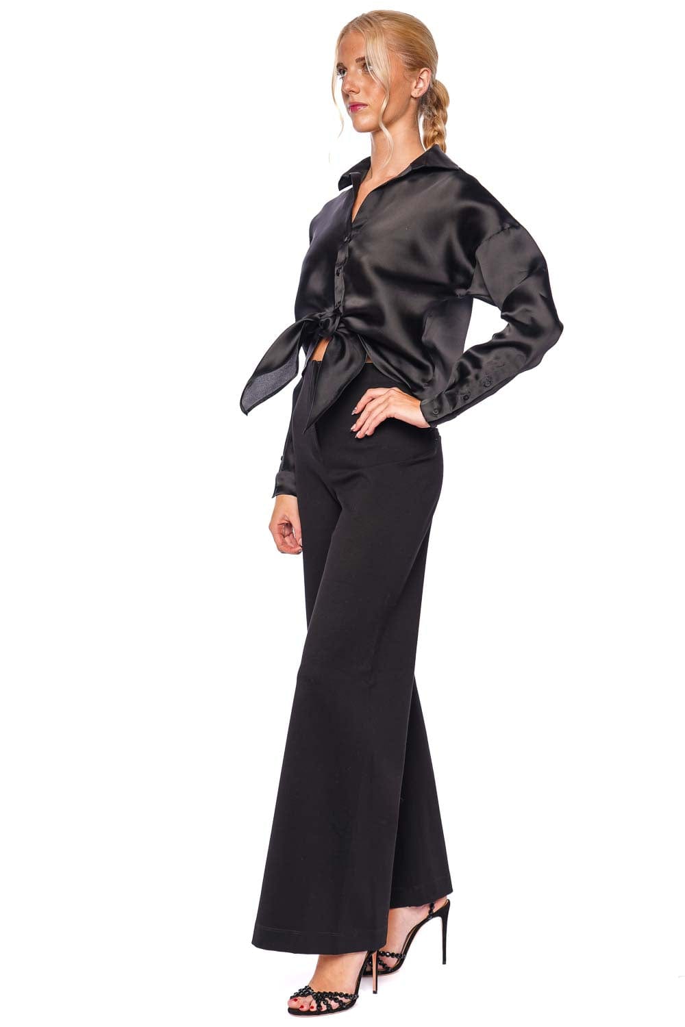 Andres Otalora No Olvidas Black Tie Front Silk Organza Blouse