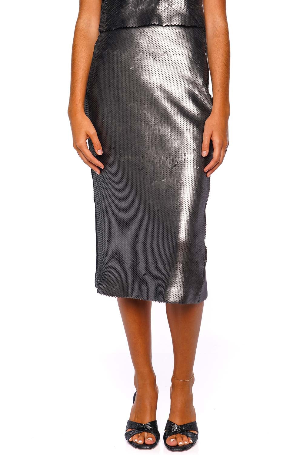 Andres Otalora Mi Miradas Metallic Sequin Midi SKirt