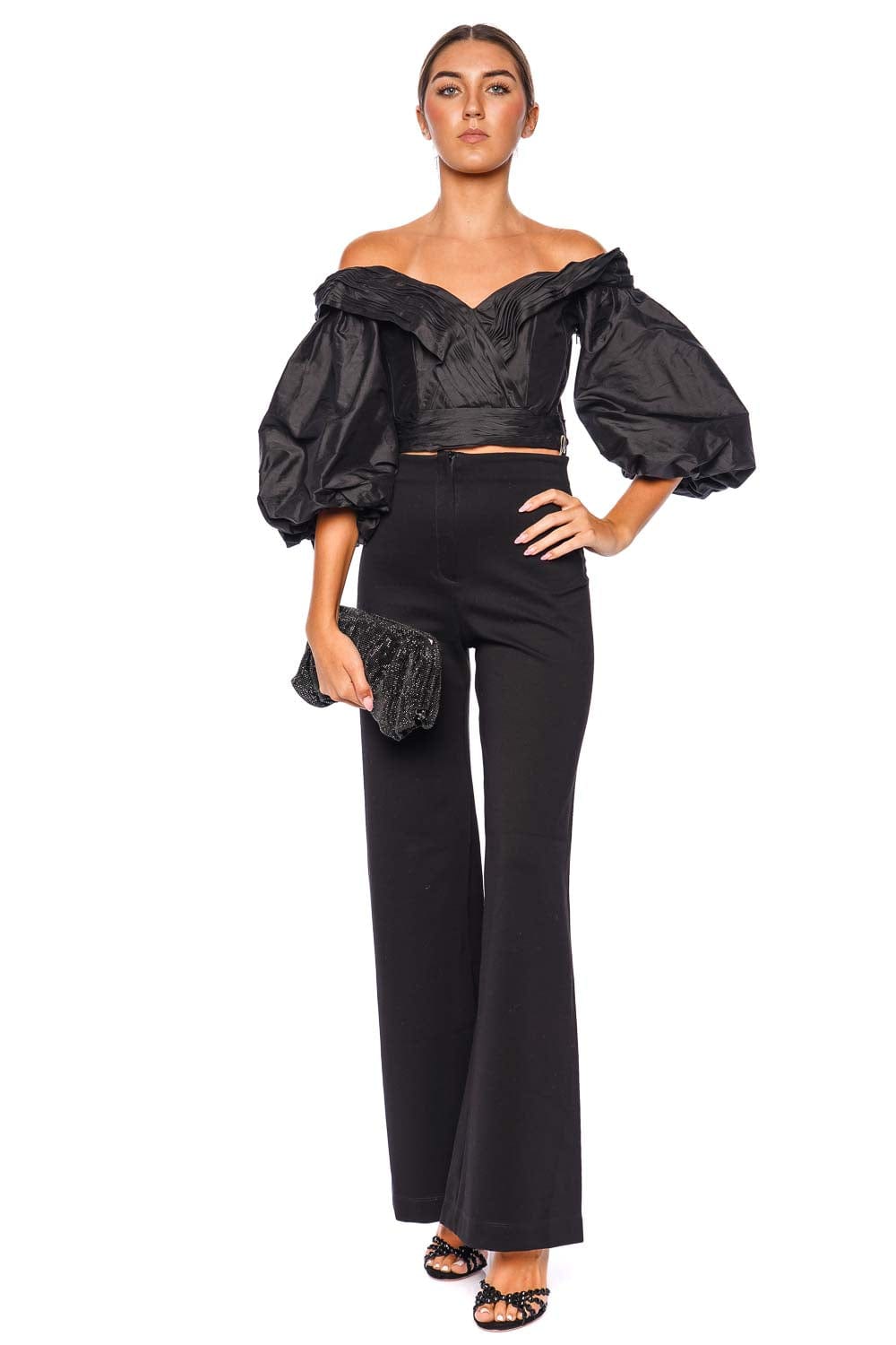 Andres Otalora En Poesia Taffeta Off Shoulder Top