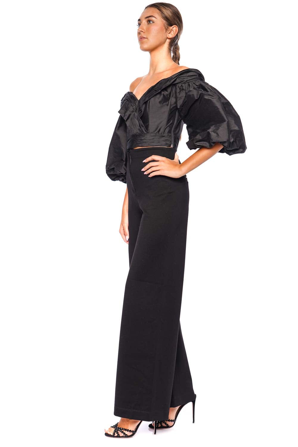 Andres Otalora En Poesia Taffeta Off Shoulder Top