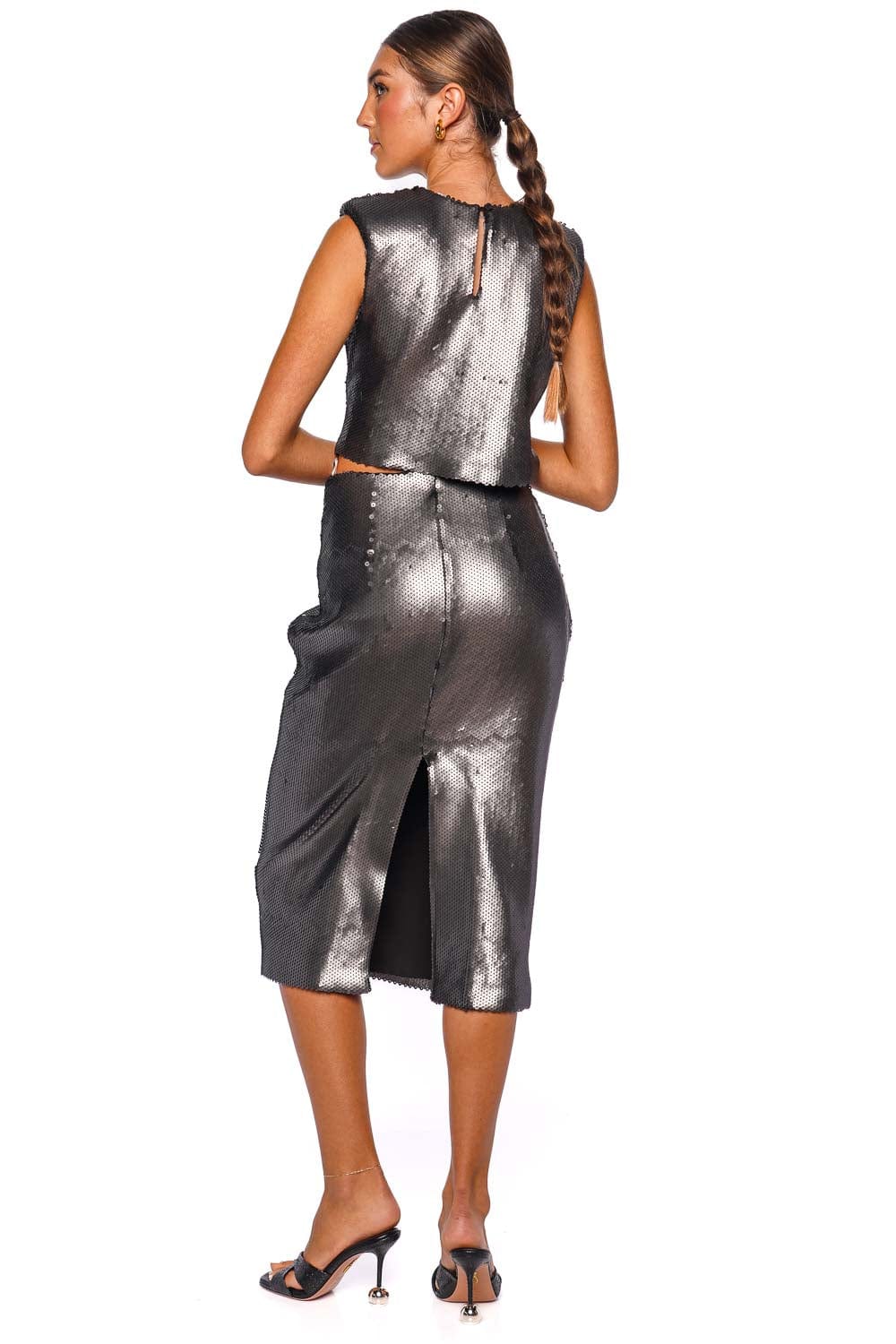 Andres Otalora Ricaute Metallic Sequin Cropped Top