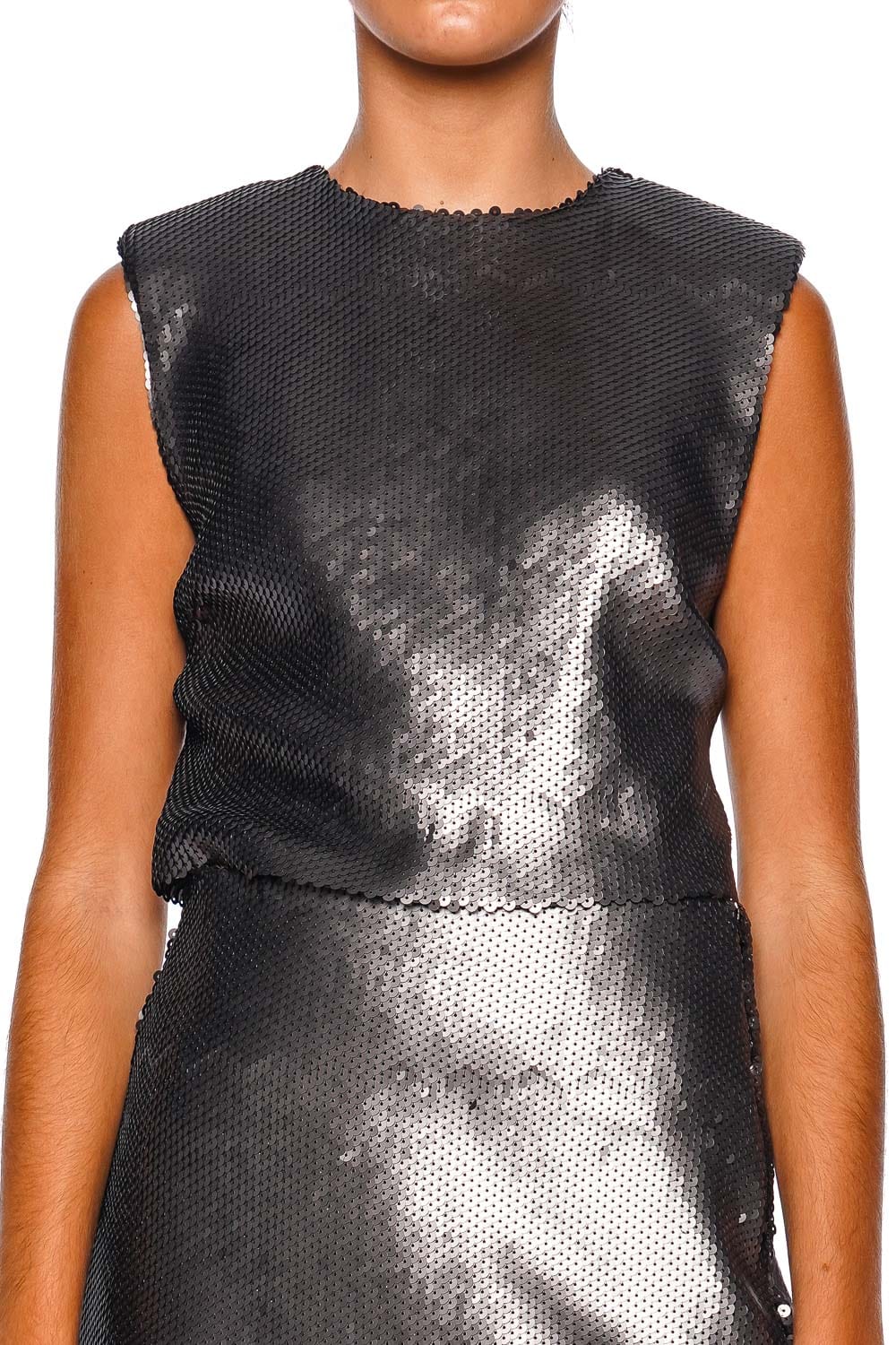 Andres Otalora Ricaute Metallic Sequin Cropped Top