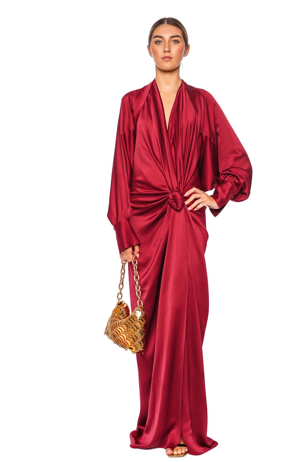 Silvia Tcherassi Jazz Burgundy Satin Bolero Cape