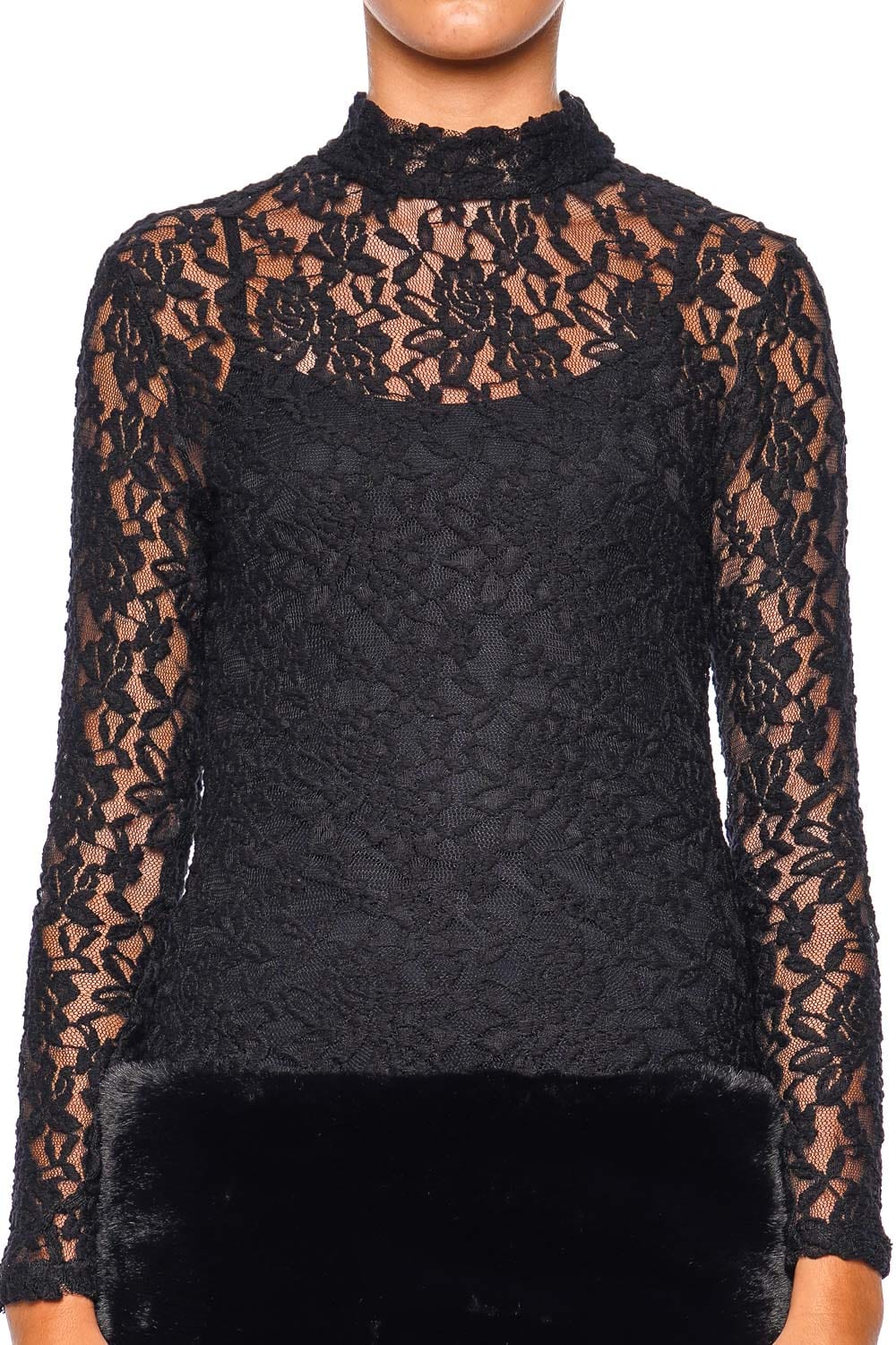 Leslie Amon Maya Black Lace Combo Mini Dress