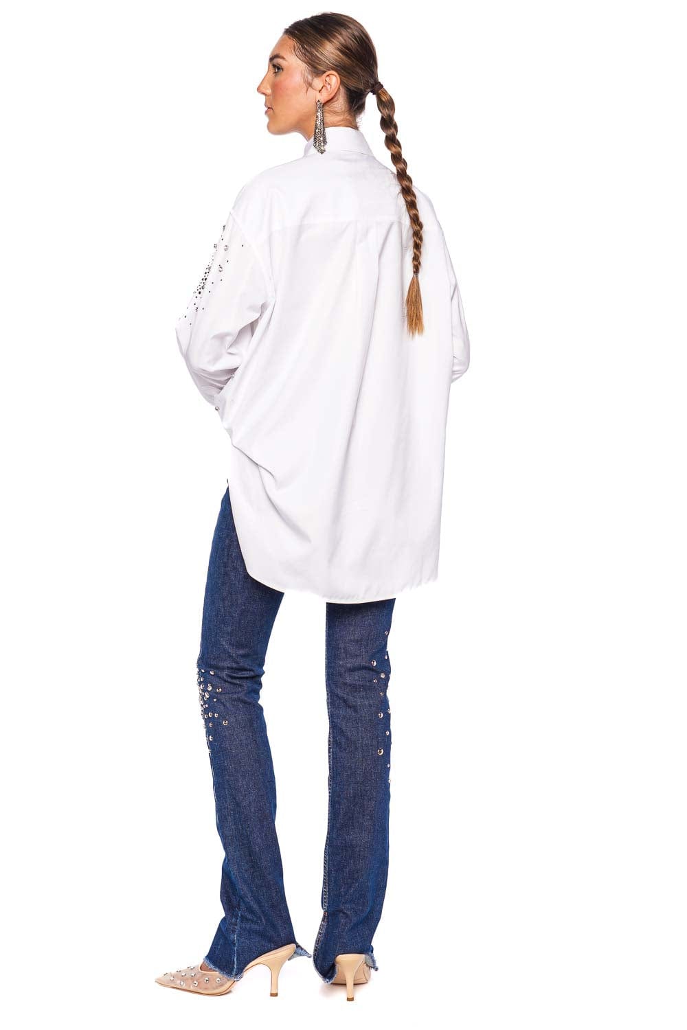 DES_PHEMMES Oversized Embellished Button Up Shirt