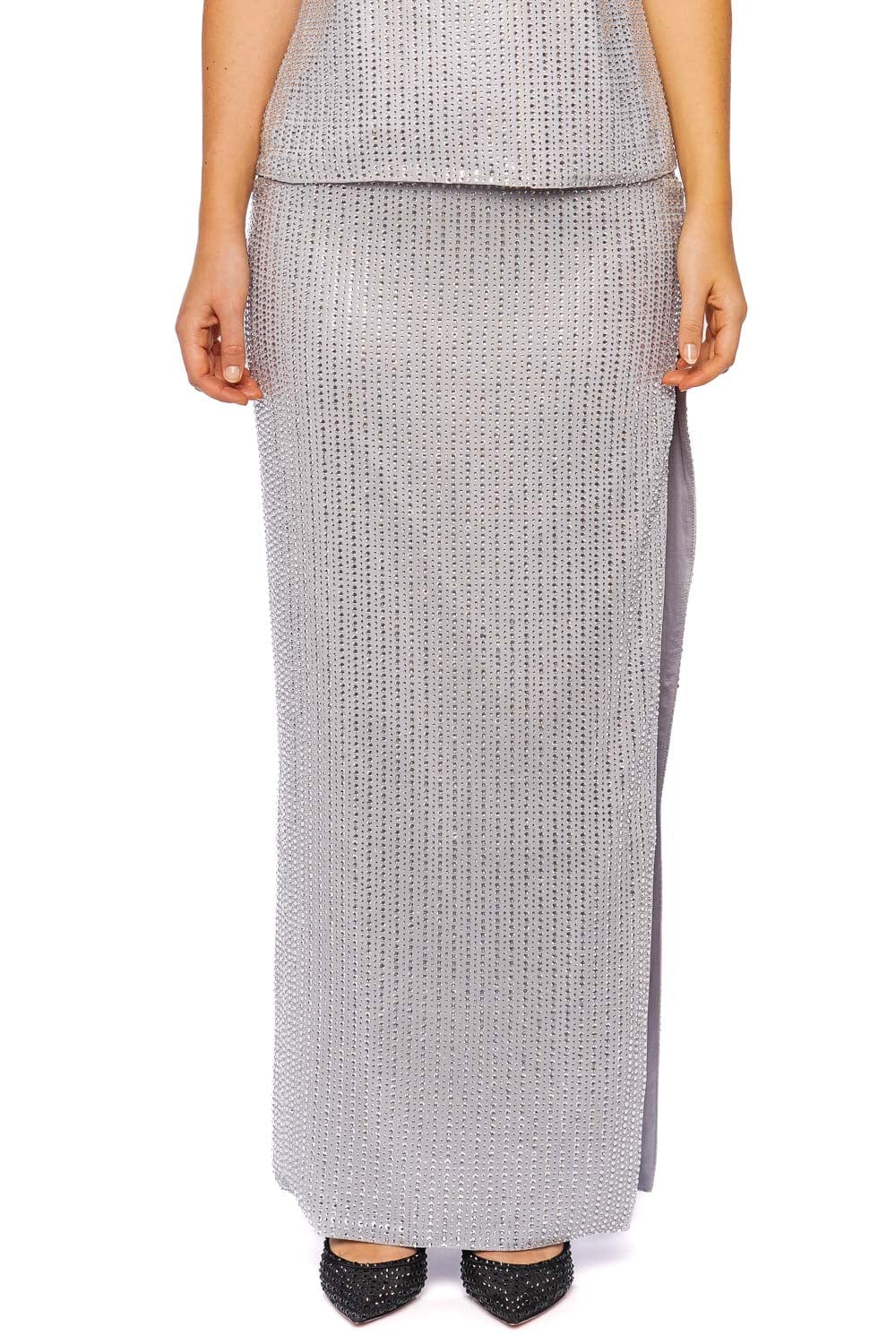 Rasario Crystal Embellished Chiffon Maxi Skirt