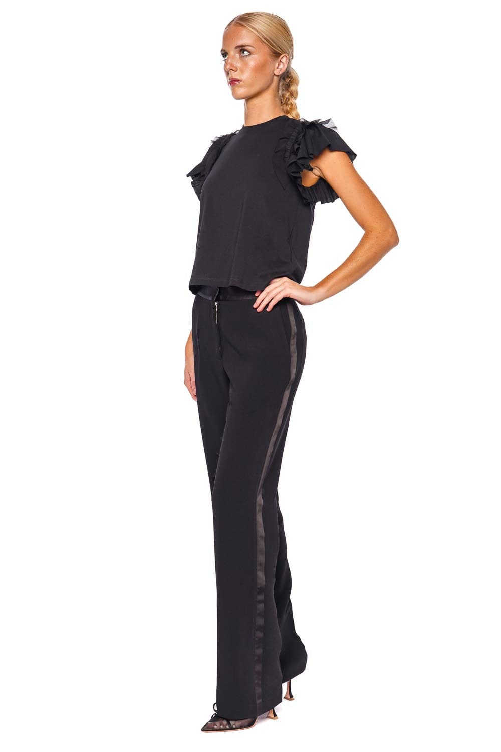 Fleur Du Mal Black Straight Leg Tuxedo Pant