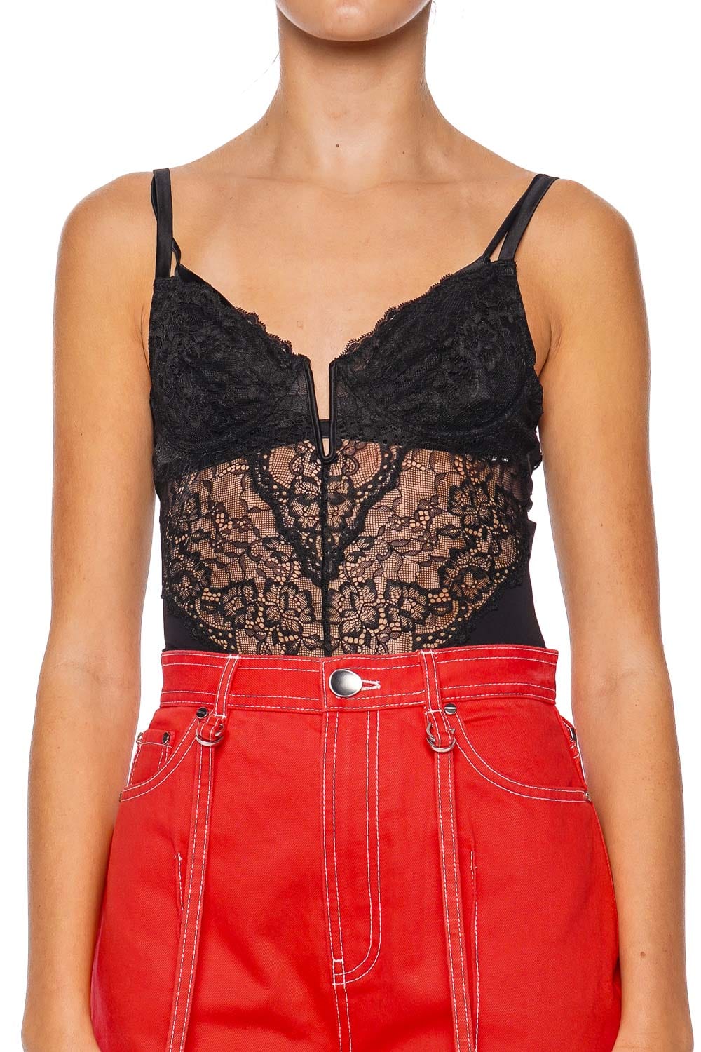 Fleur Du Mal Naomi Blcak Sheer Lace Bodysuit