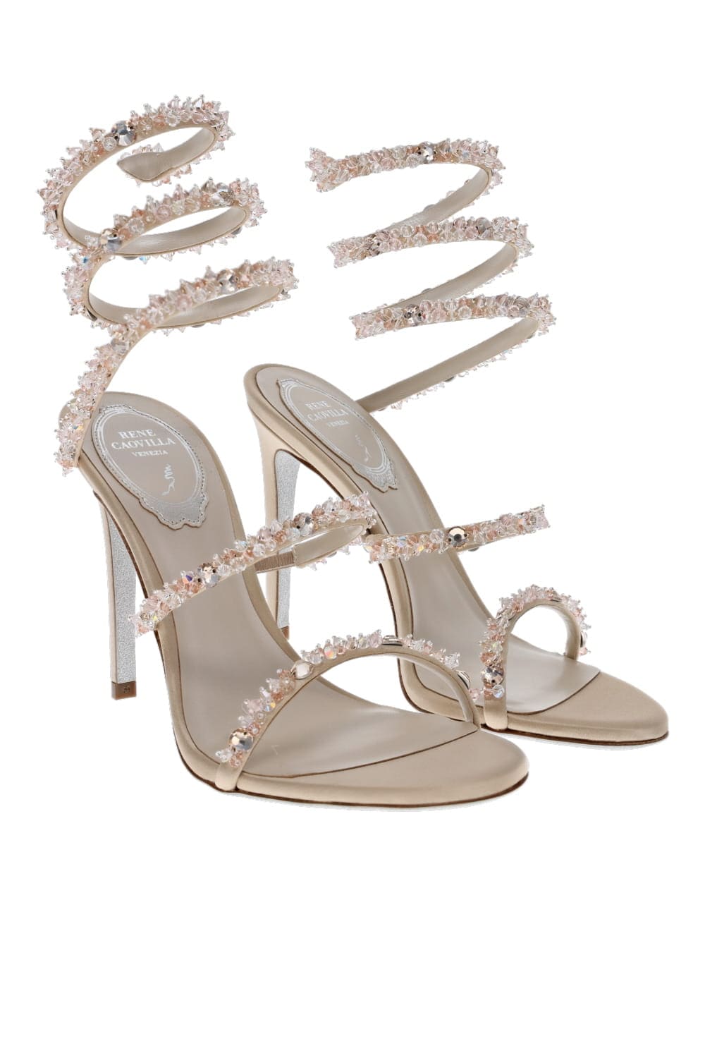 RENE CAOVILLA Cinderella Cleo Crystal Ankle Wrap Heel