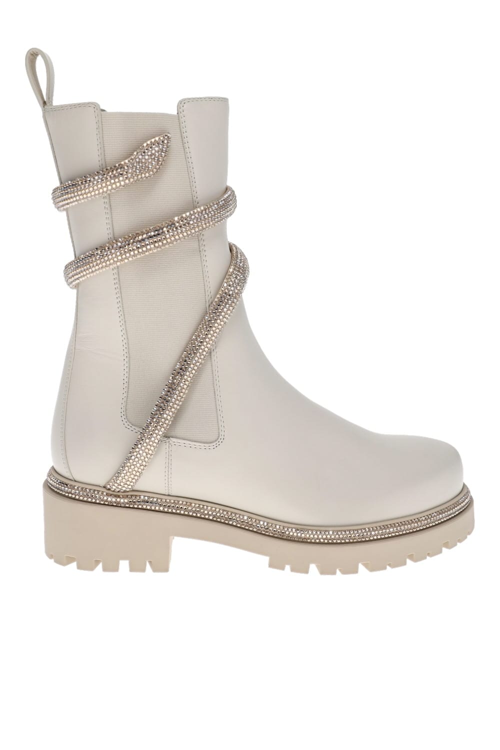 RENE CAOVILLA Honey Leather Crystal Biker Boot