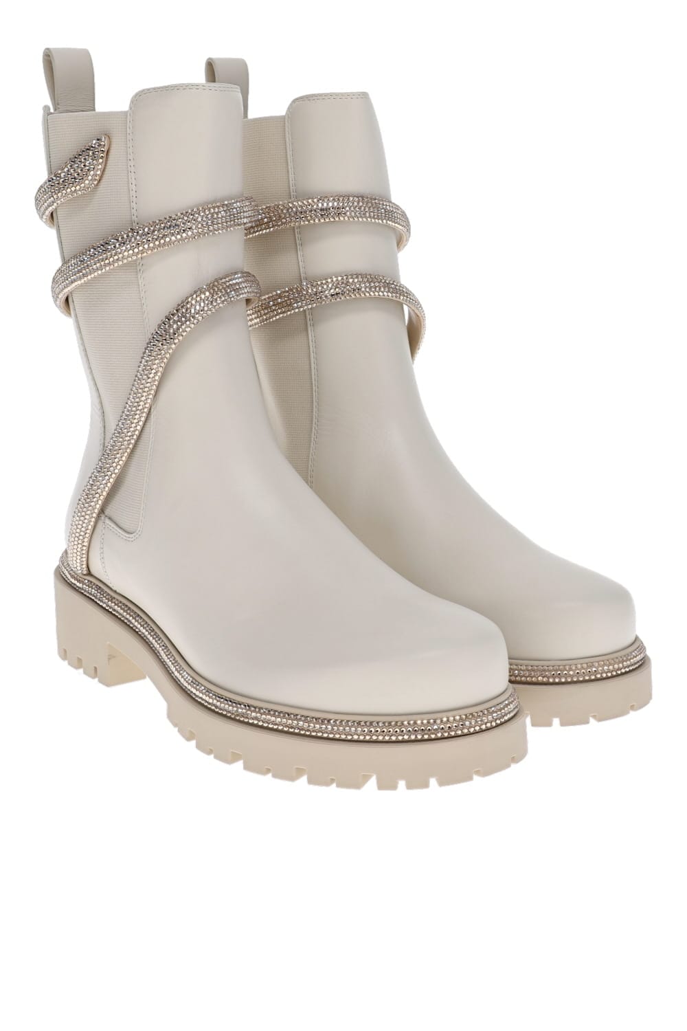 RENE CAOVILLA Honey Leather Crystal Biker Boot