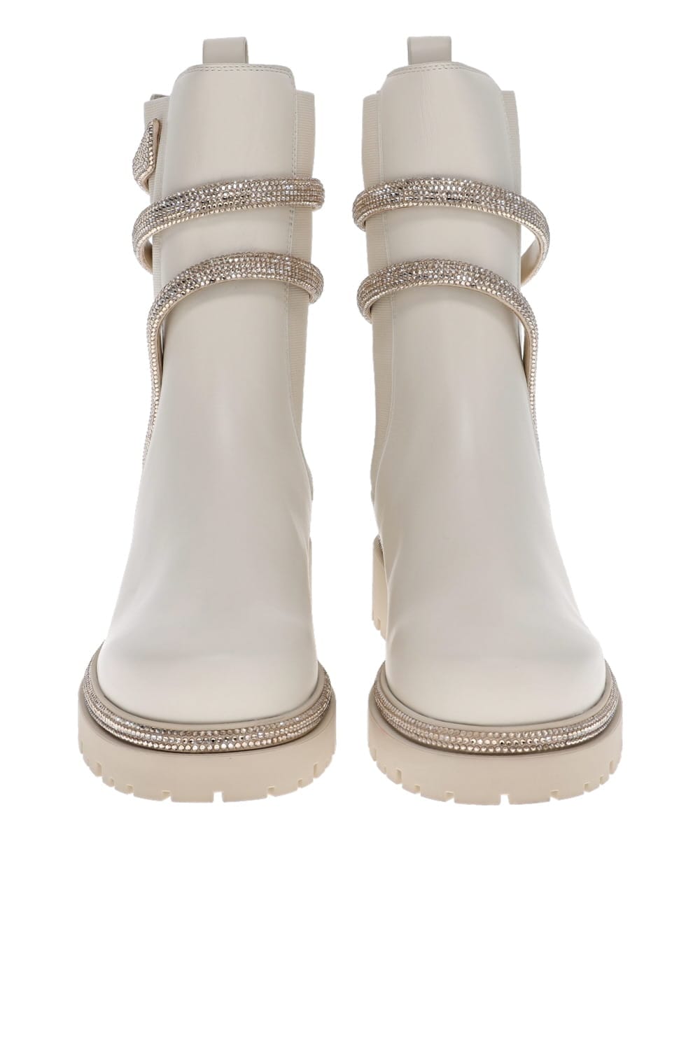 RENE CAOVILLA Honey Leather Crystal Biker Boot