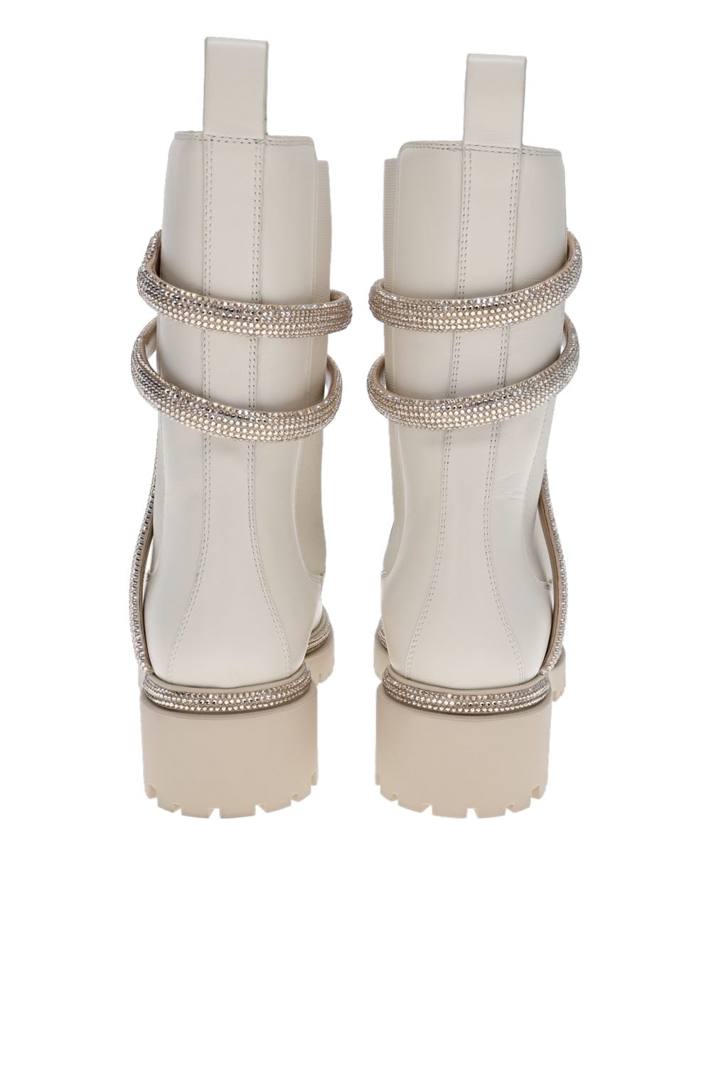 RENE CAOVILLA Honey Leather Crystal Biker Boot