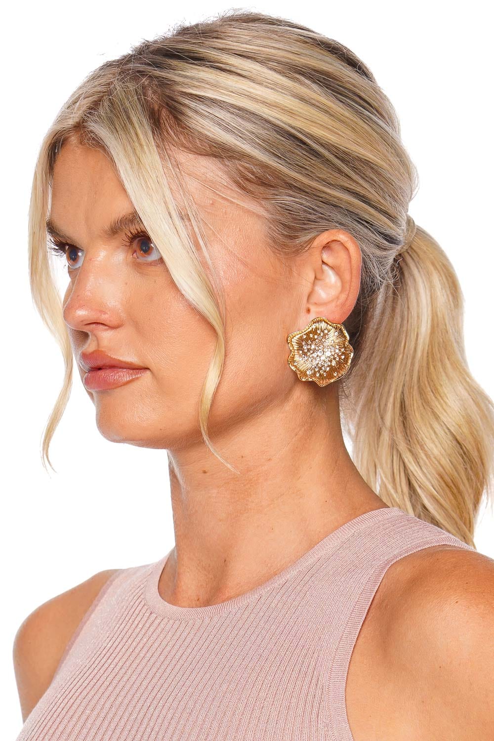 Mignonne Gavigan Christopher Gold Floral Stud Earrings