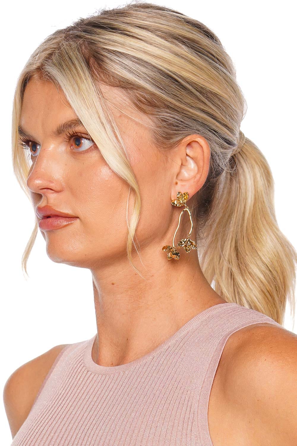 Mignonne Gavigan Crosby Gold Floral Drop Earrings