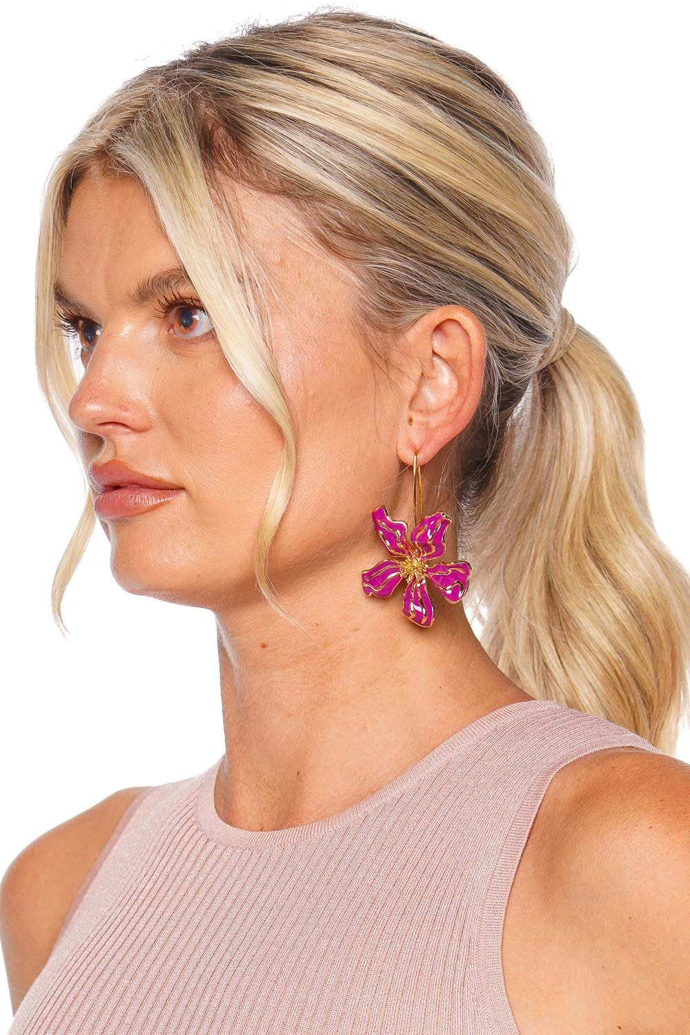 Mignonne Gavigan Waverly Pink Floral Drop Earrings