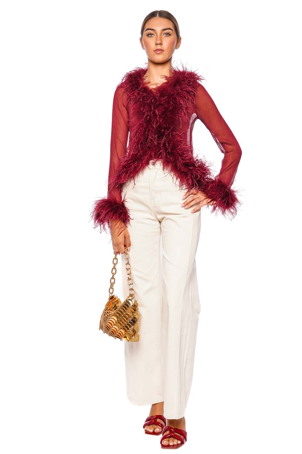 Bubish Gigi Sheer Cherry Feather Blouse