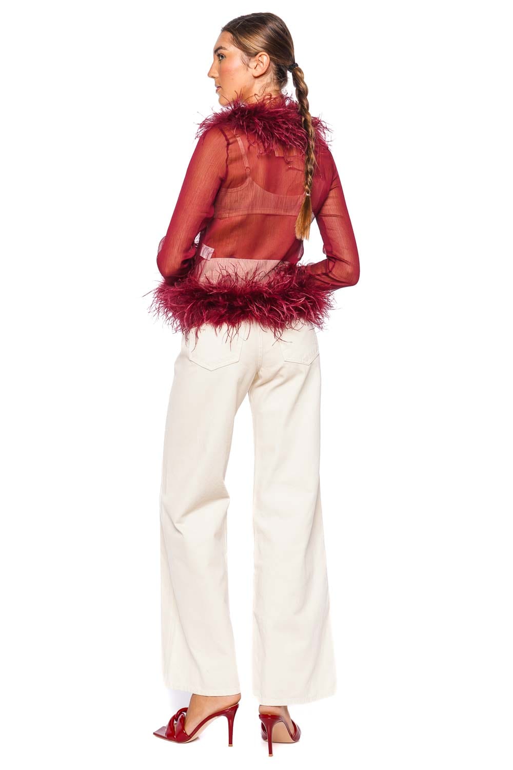 Bubish Gigi Sheer Cherry Feather Blouse