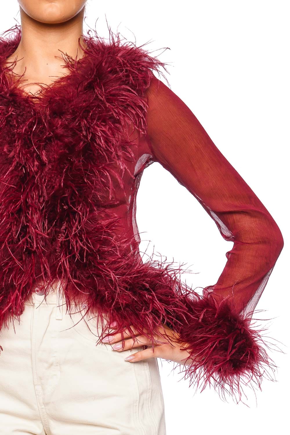 Bubish Gigi Sheer Cherry Feather Blouse