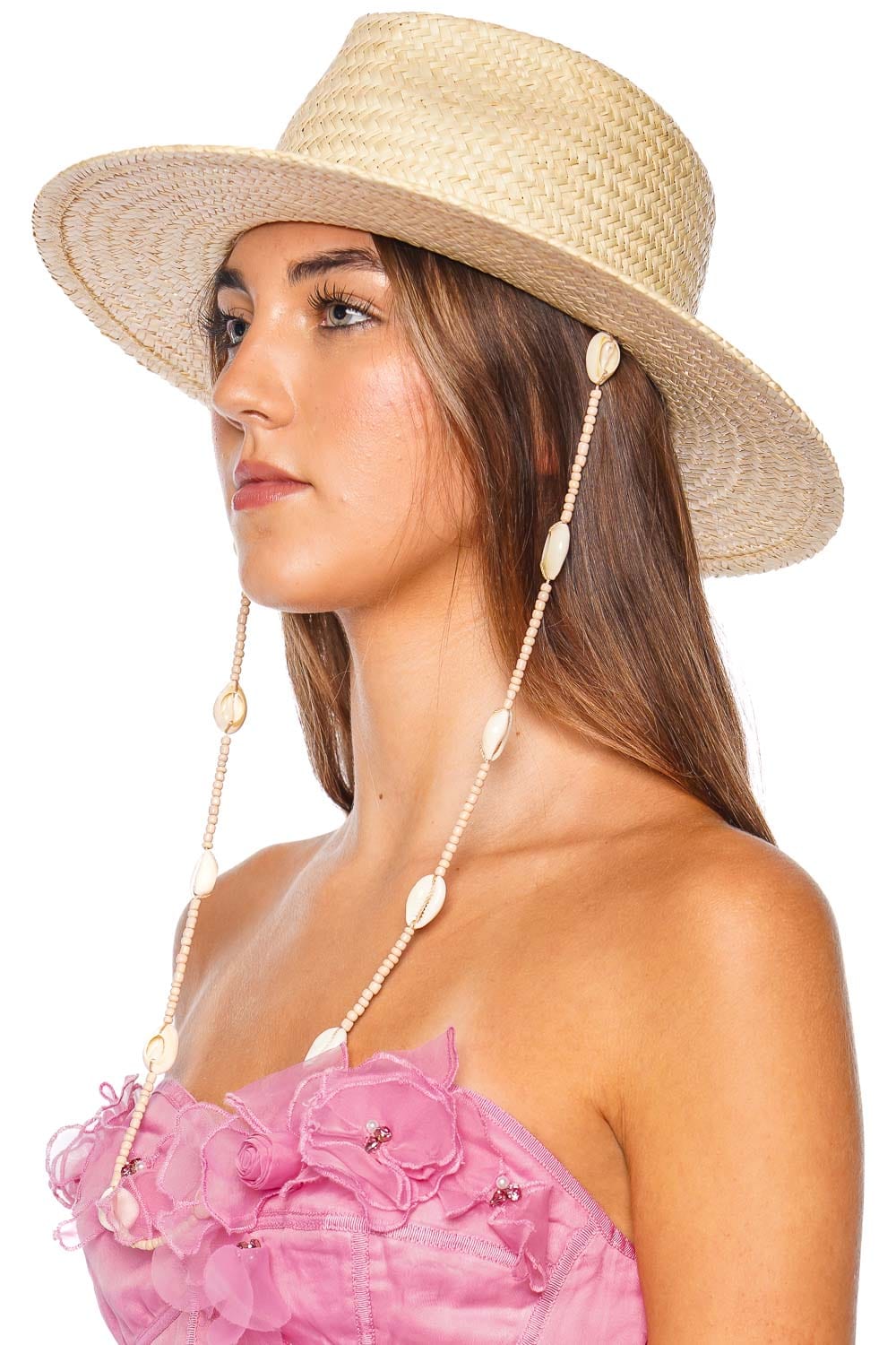 Lack of Color Seashells Embellished Straw Fedora Hat