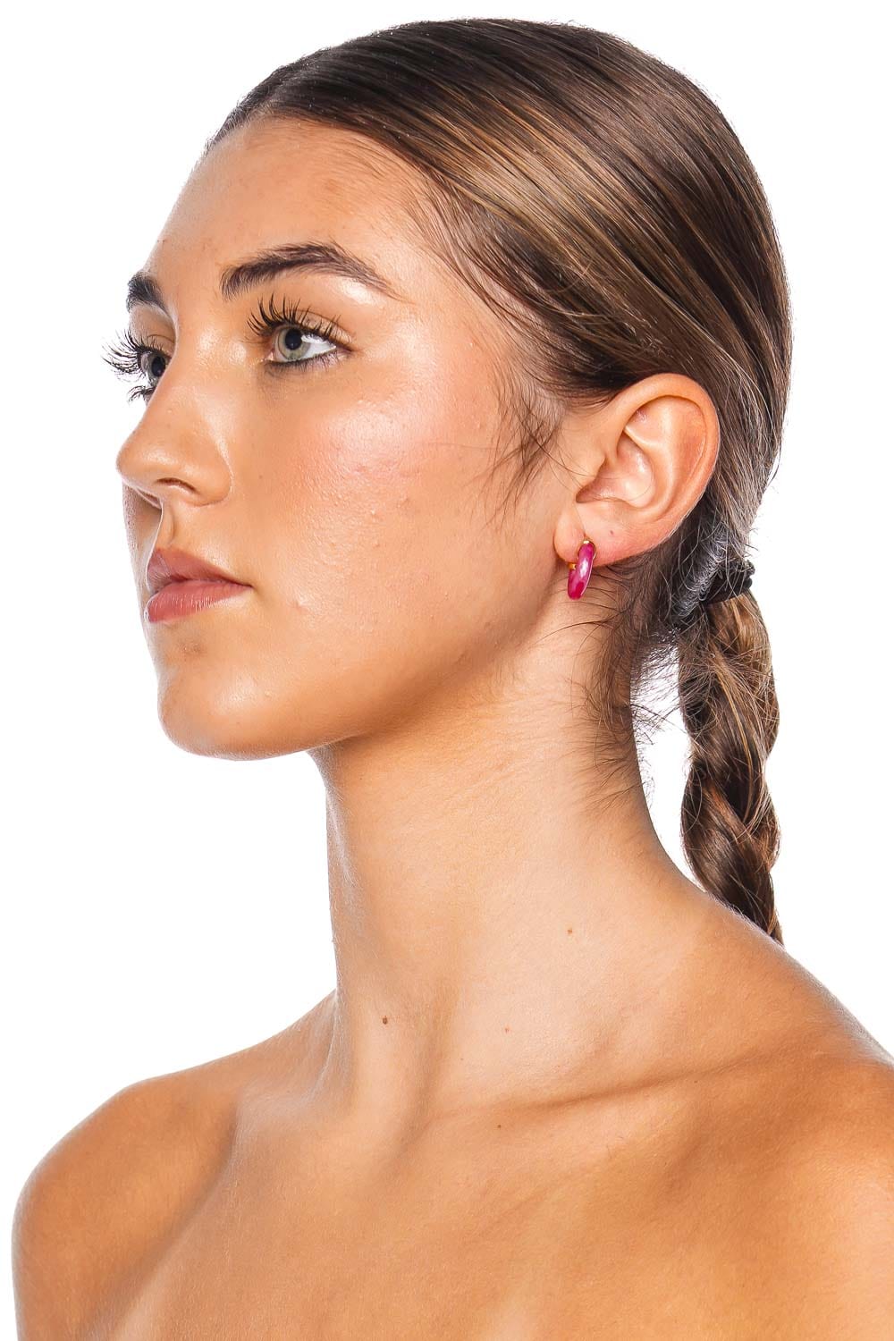 14K Solid Gold Moon Half Face Hoop Piercing Cartilage Daith