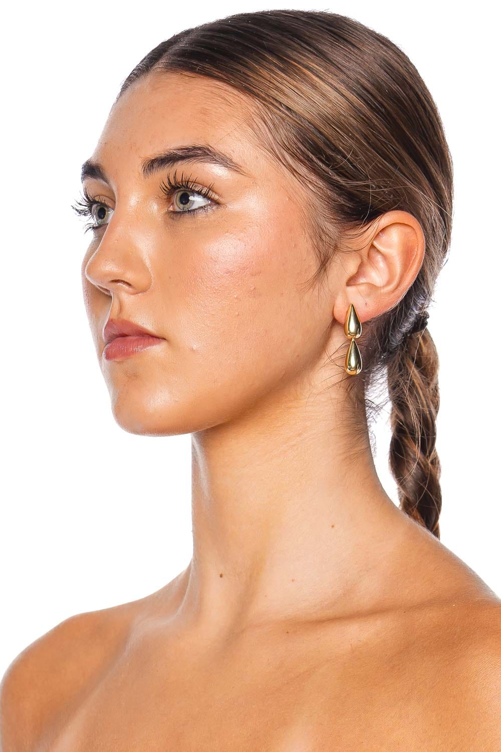 BaubleBar Zoe Gold Double Teardrop Earrings