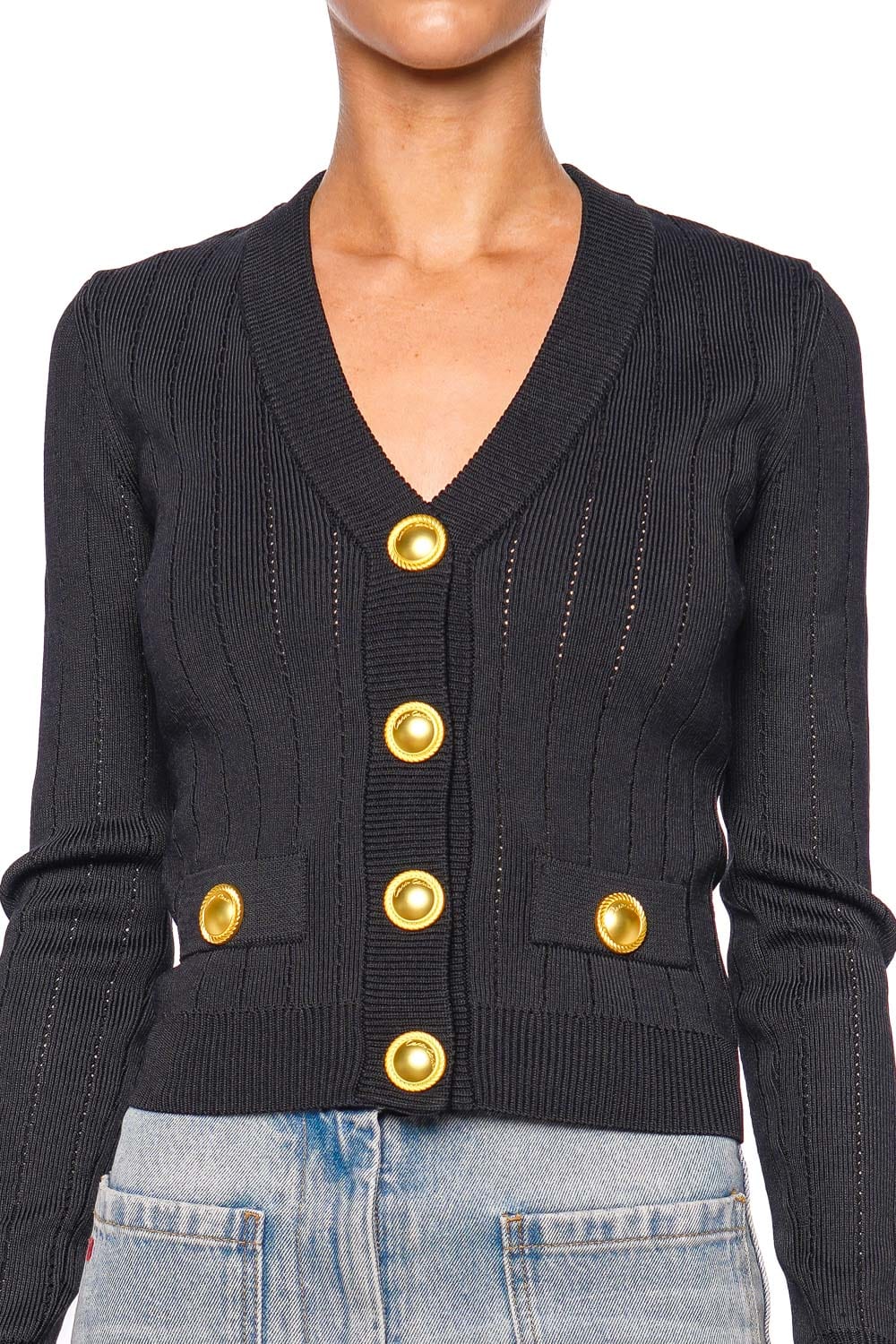 Cara Cara Lavira Black Knit Button Cardigan