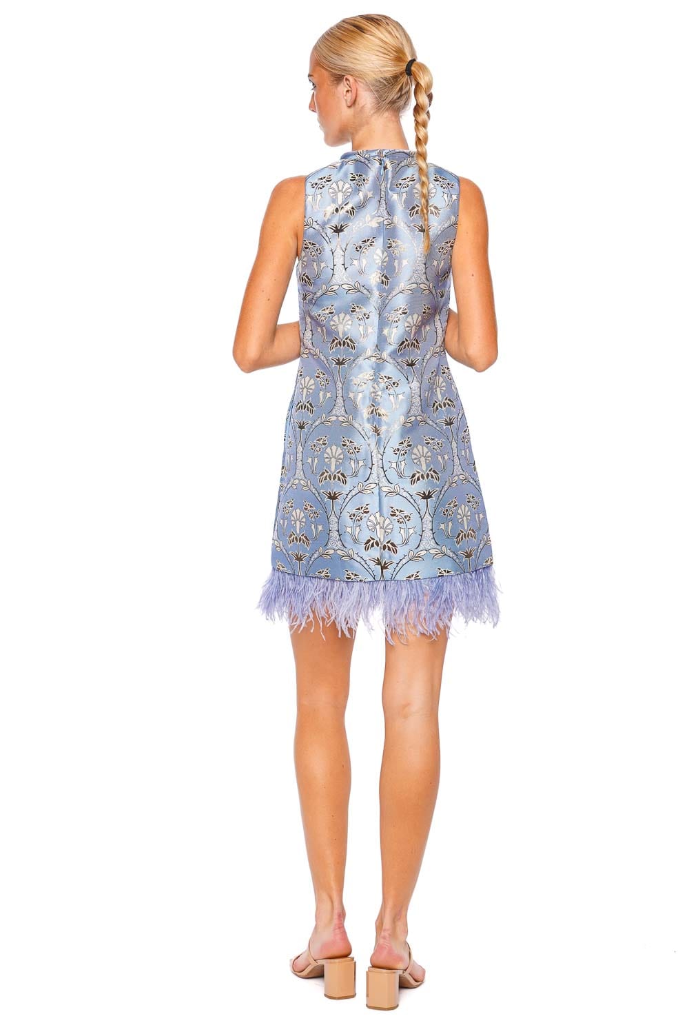 Cara Cara Paige Sleevless Feather Jacquard Mini Dress