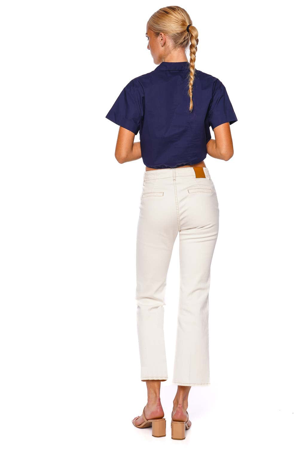 Cara Cara Asbury Evening Blue Tie Cropped Shirt