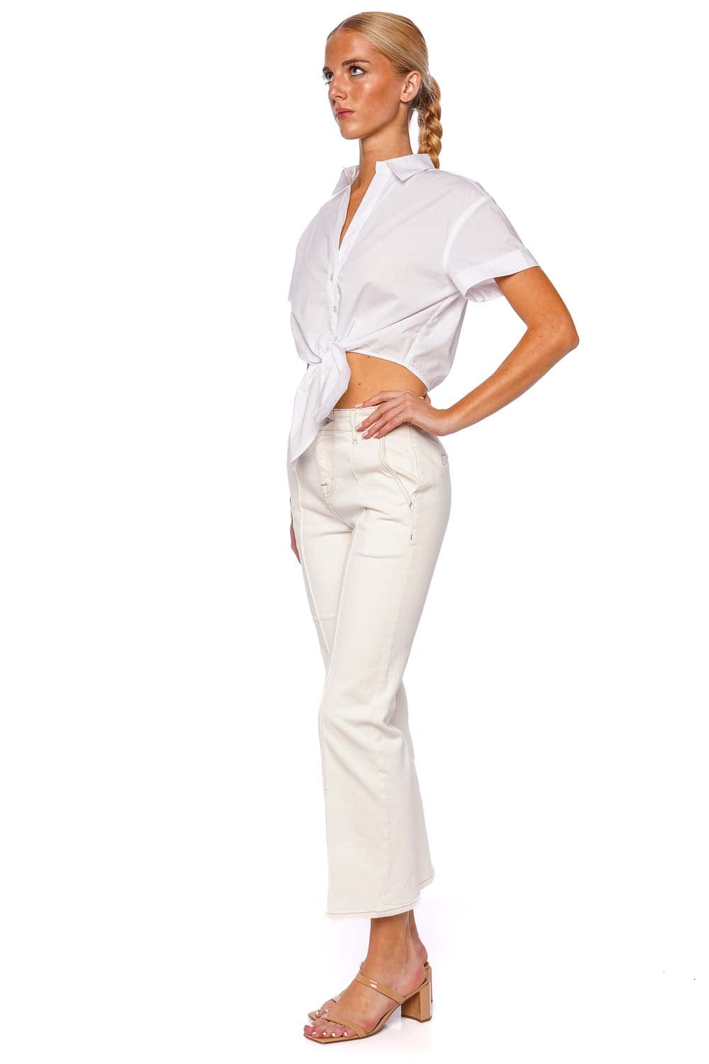 Cara Cara Asbury White Tie Cropped Top