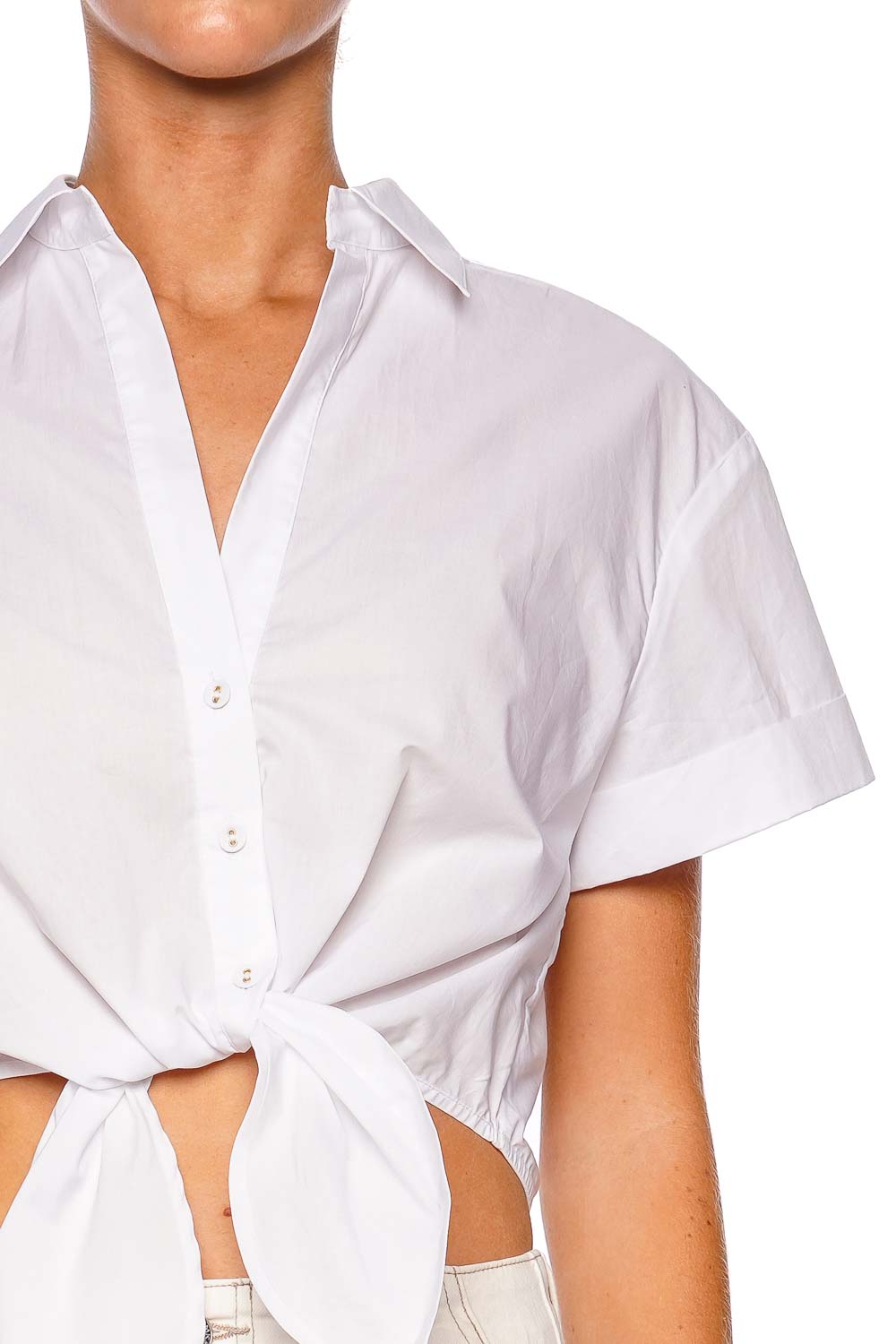 Cara Cara Asbury White Tie Cropped Top