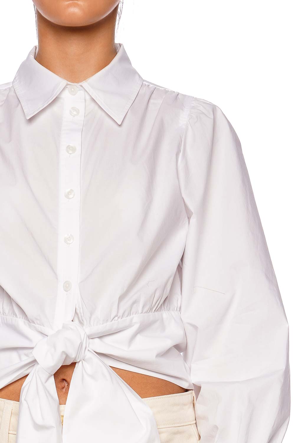 Cara Cara Sia White Tie Button Down Shirt