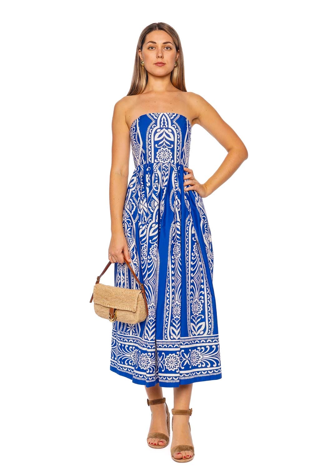 Cara Cara Torres Rowan Cobalt Strapless Midi Dress