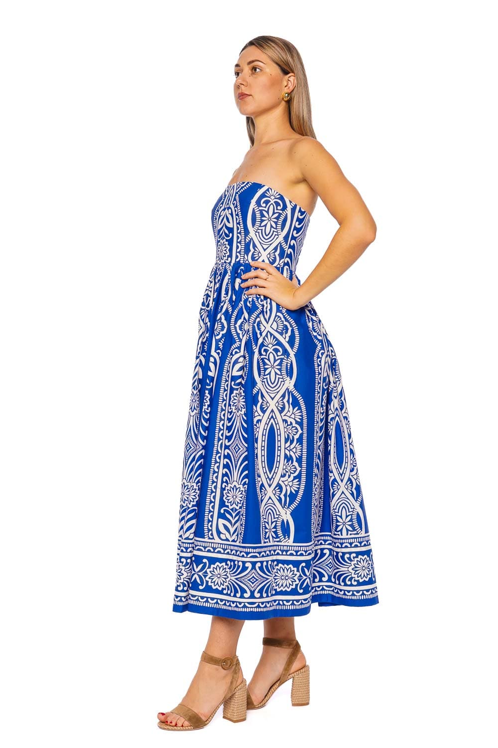 Cara Cara Torres Rowan Cobalt Strapless Midi Dress