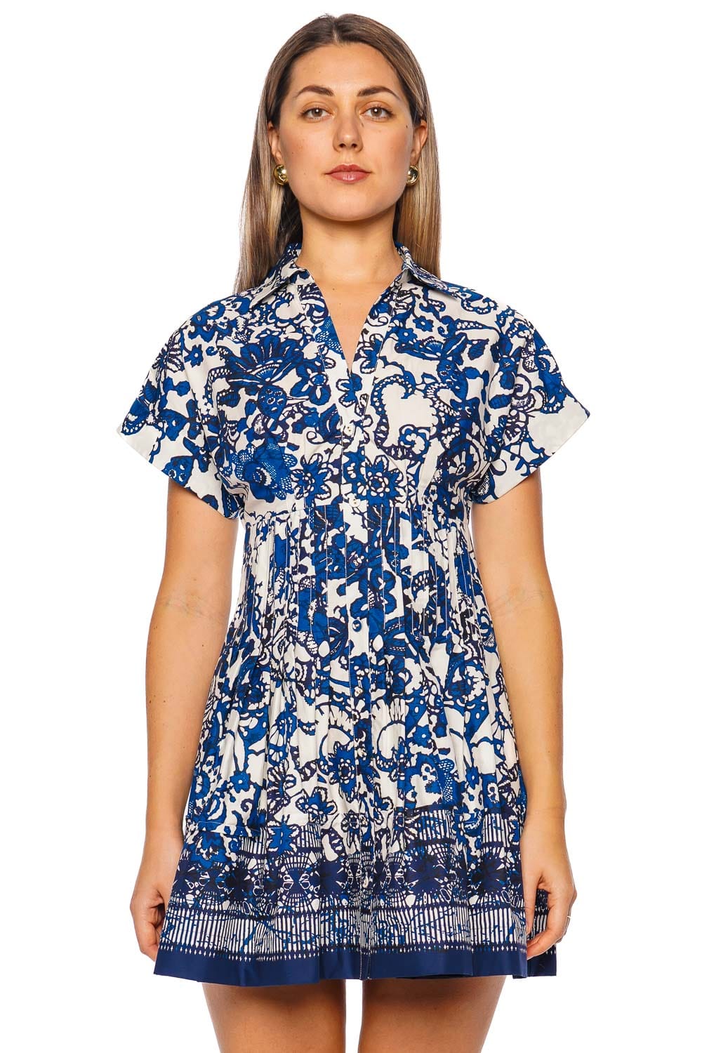 Cara Cara Nash Printed Cotton Mini Shirt Dress