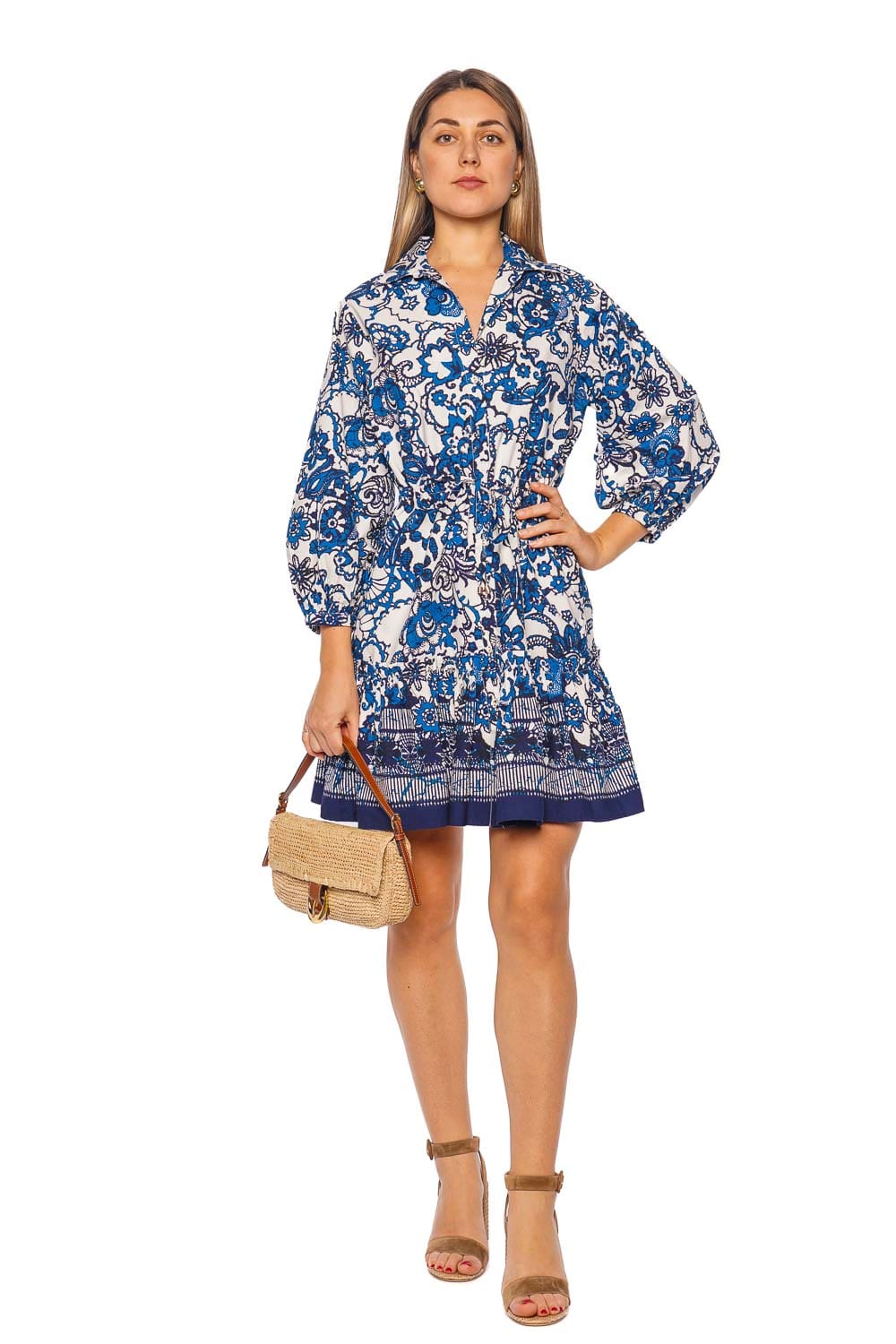 Cara Cara Robin Dentelle Blue Drawstring Mini Dress