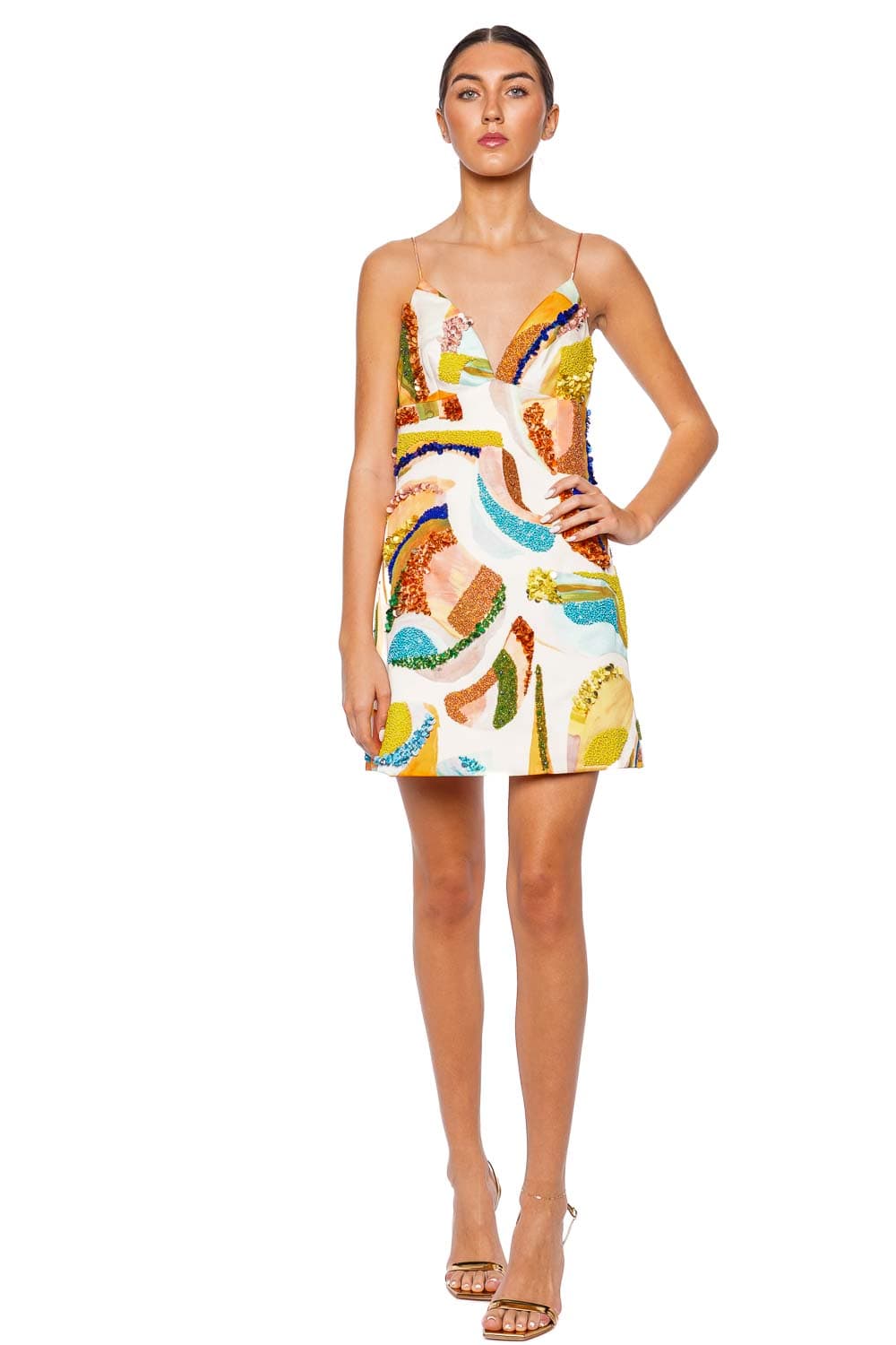 Acler Essex Cubist Canyon Embellished Mini Dress