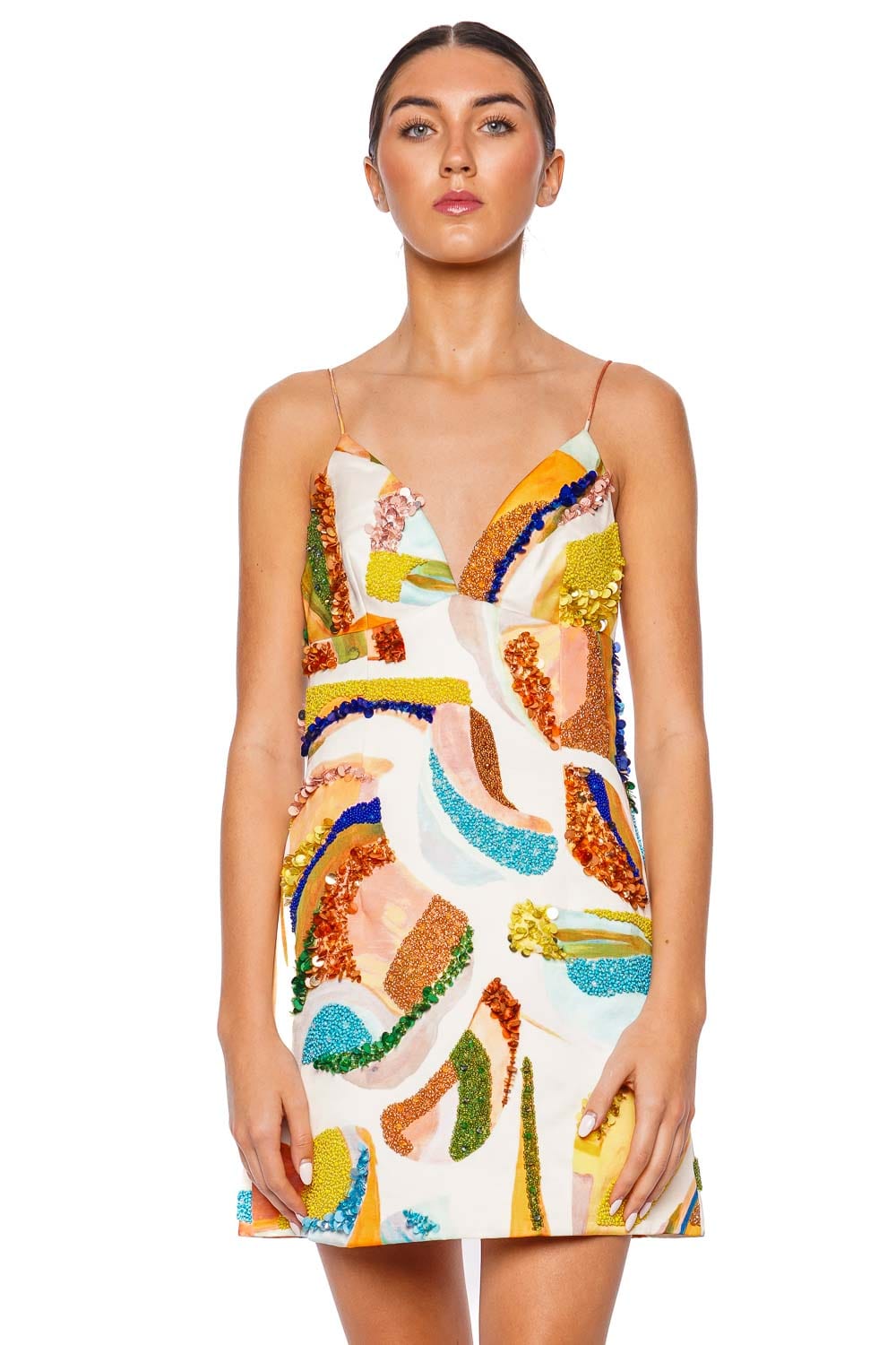 Acler Essex Cubist Canyon Embellished Mini Dress