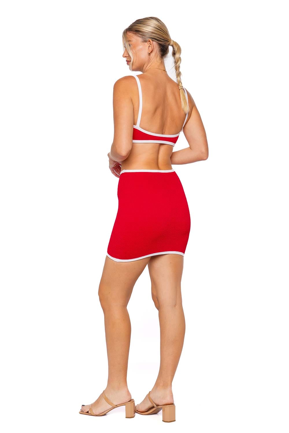 Hunza G Red Contrast Mini Skirt Cover Up